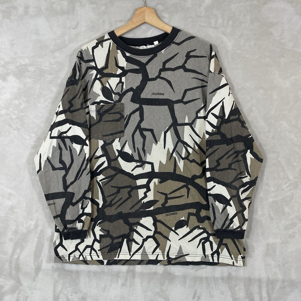 Vintage Predator Camoflauge Shirt Mens XL Made in USA Long Sleeve 90s Hunting